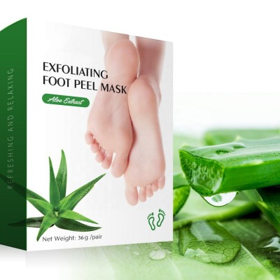 Private Label 2 pairs Soft Smooth Moisturizing Exfoliating Foot Mask Papaya Citrus Aloe Vera Peeling off Foot Mask